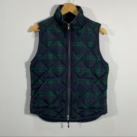 J. CREW Plaid Print Quilted Puffer Vest - Picture 3 of 9